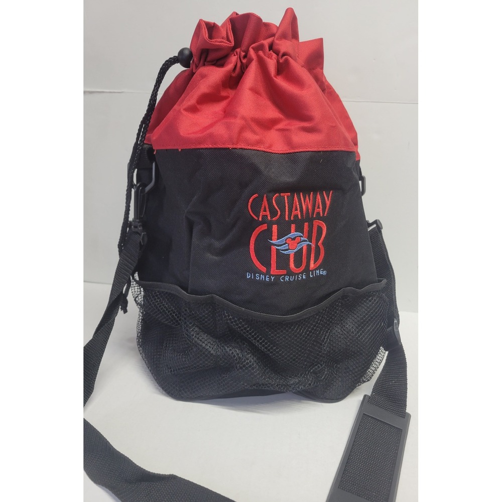 Disney Cruise Line‎ Castaway Club Red Black Drawstring Bucket Crossbody Bag NWOT